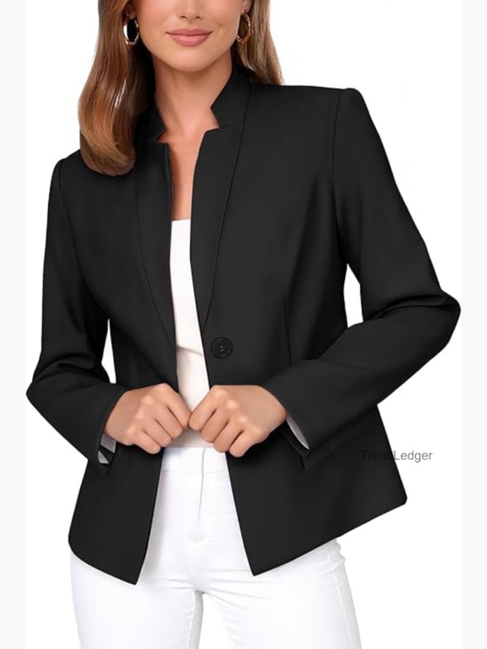 Womens Blazer Business Casual Long Sleeve Lapel Open Front Suit Jacket Dressy - Picture 1 of 7